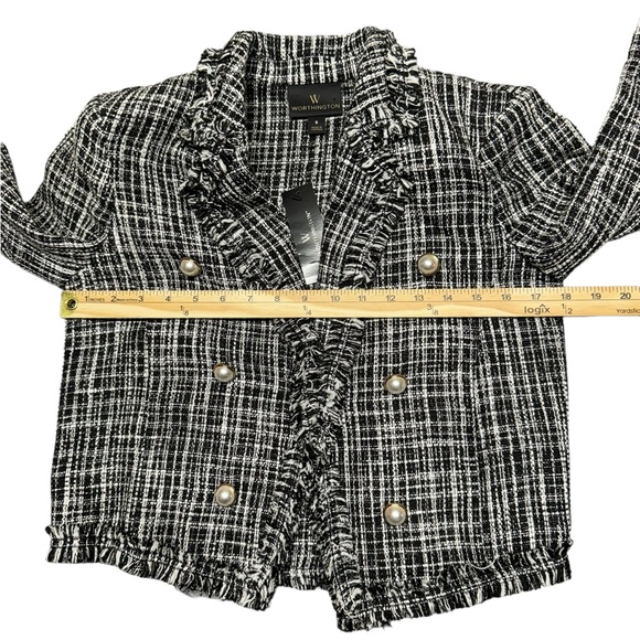 Worthington Woven Blazer Jacket Womens Size Small NWT Ruffled Black White Career - Picture 5 of 9